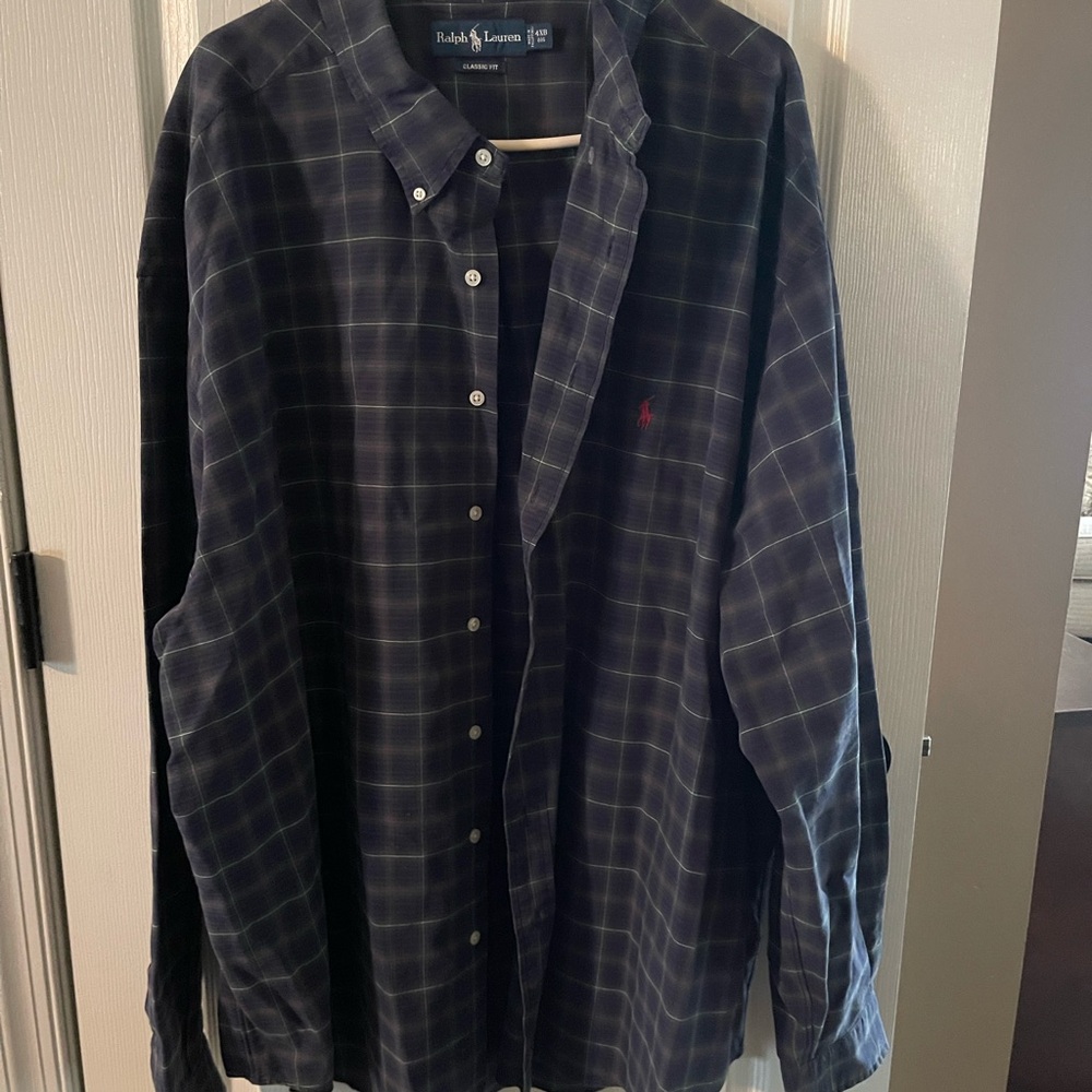 Ralph Lauren Men's Dark Blue Checkered Shirt
